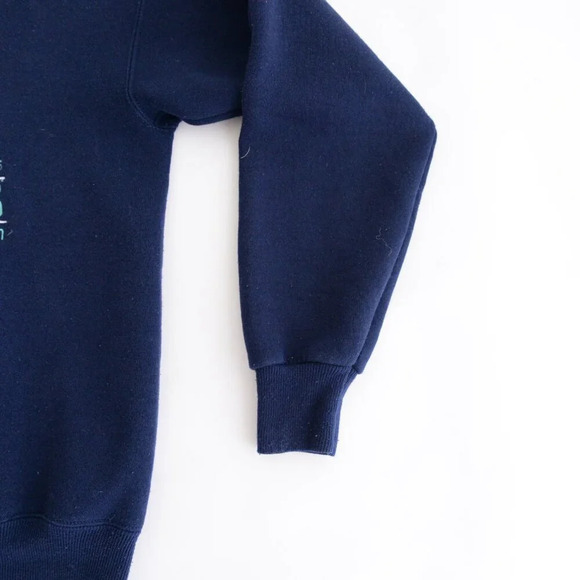 Vintage Lee Heavyweight Navy Embroidered Northwoods Wisconsin Collared Sweater M - Picture 7 of 13